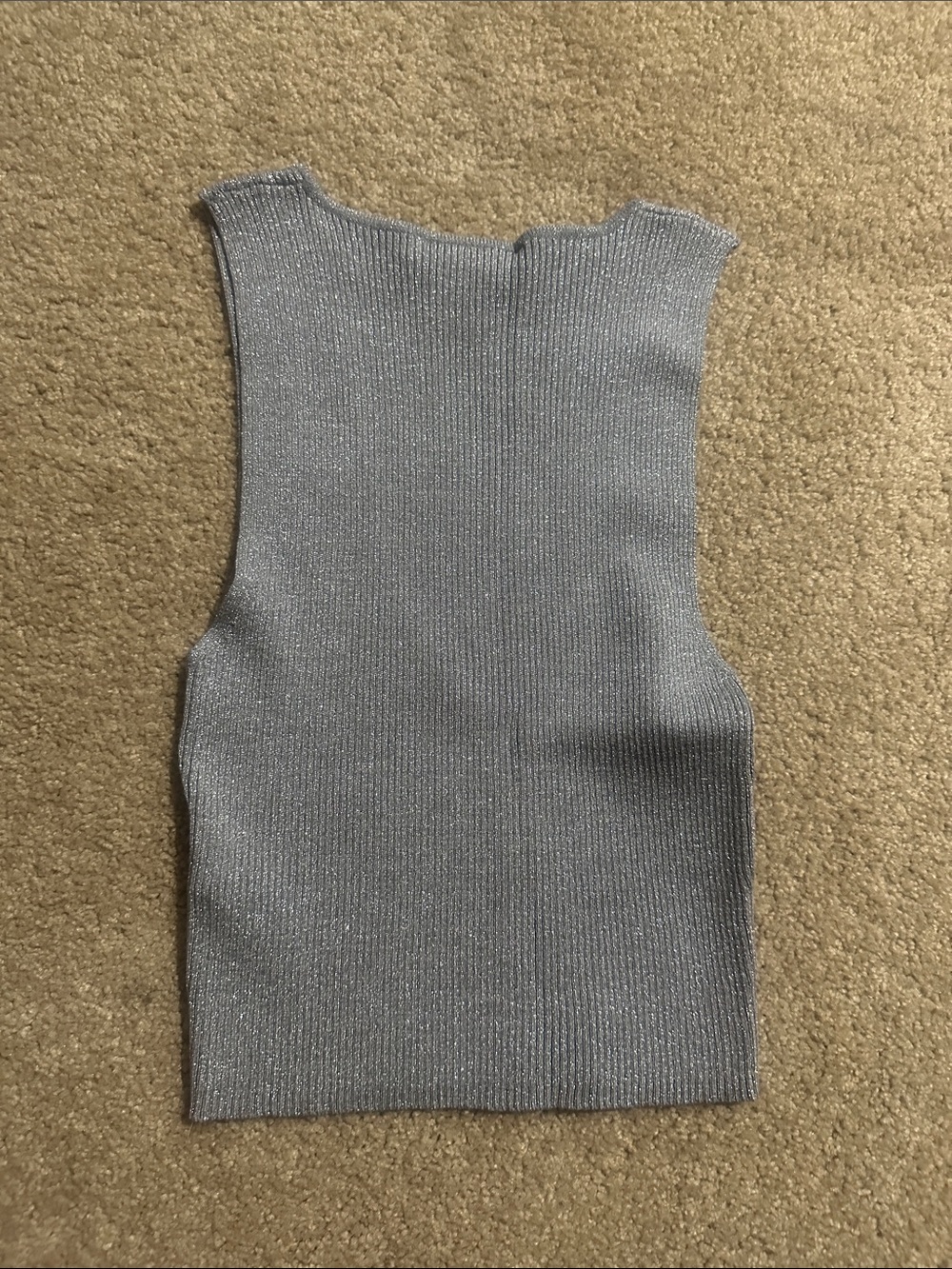 Zara Silver Metallic Ribbed Tank - Picture 2 of 2